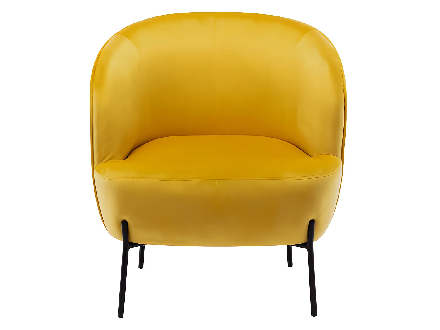 CUT -  Fauteuil Design velours curry pieds métal noir