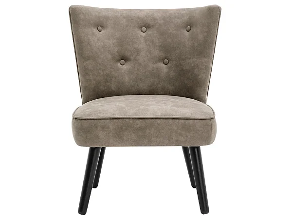 MALCOLM - Fauteuil vintage marron clair pieds bois noir(x2)