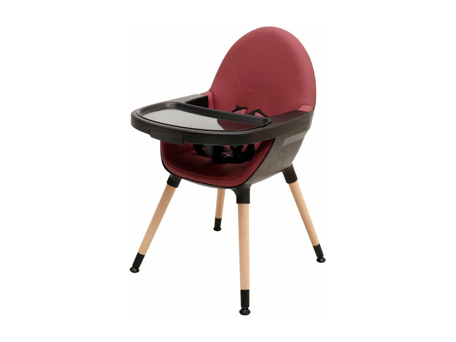 Chaise haute bébé évolutive CONFORT Bordeaux et Noir 3 hauteurs