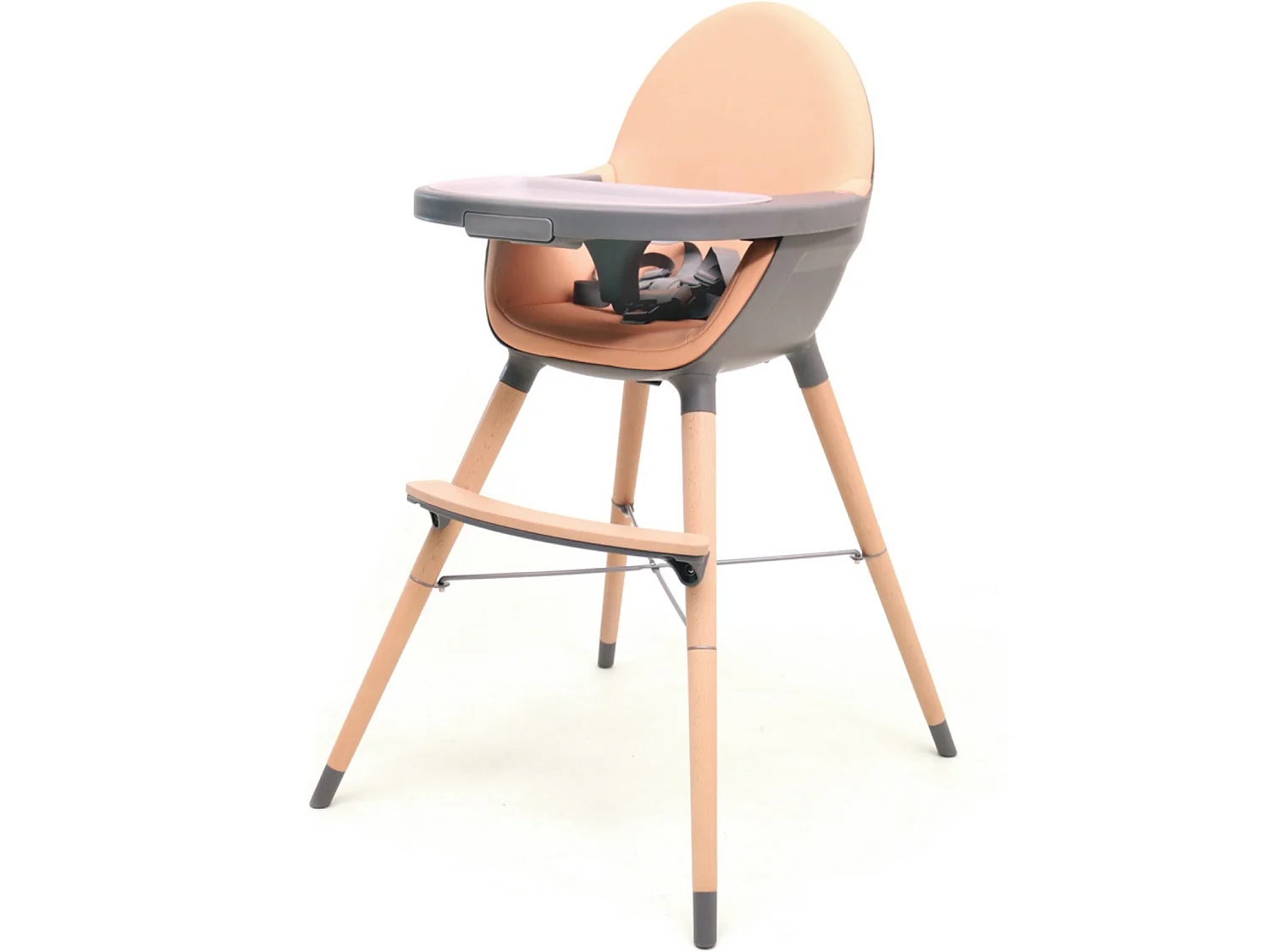 Chaise haute bébé évolutive ESSENTIEL Gris et Pêche 2 hauteurs