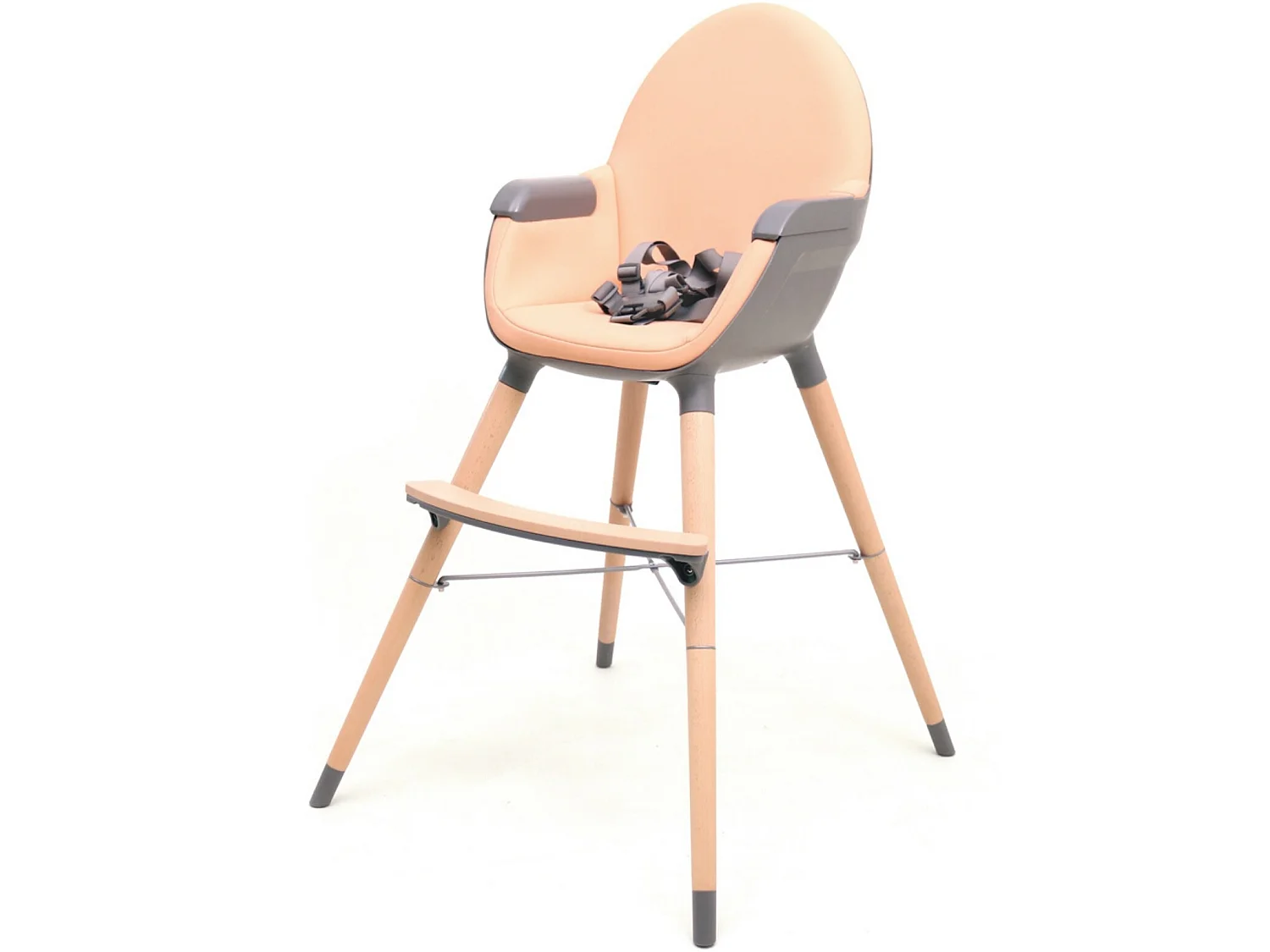 Chaise haute bébé évolutive ESSENTIEL Gris et Pêche 2 hauteurs