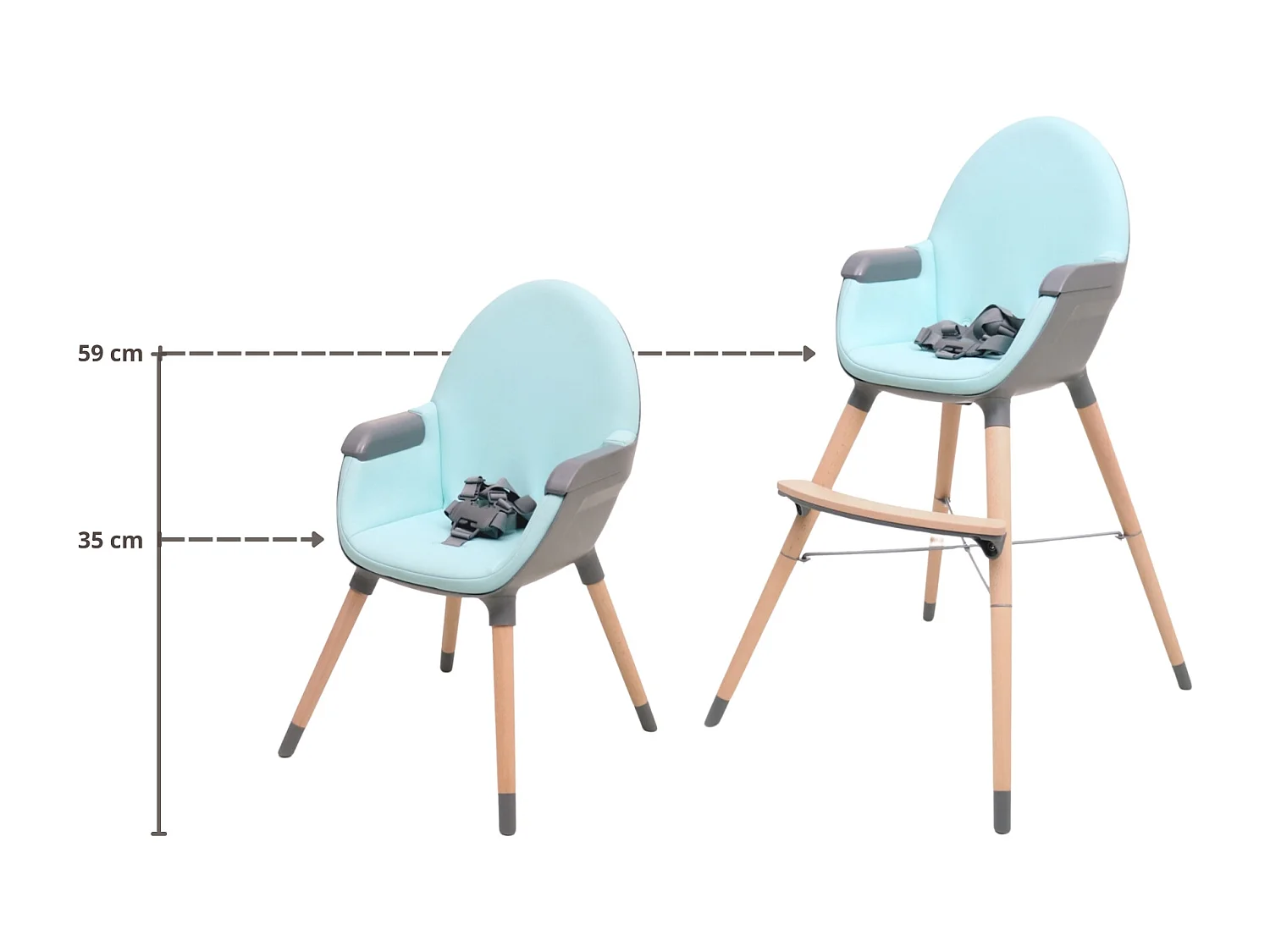 Trona bebé evolutiva ESSENTIEL - Gris/Azul - 59 x 57 x 96 cm