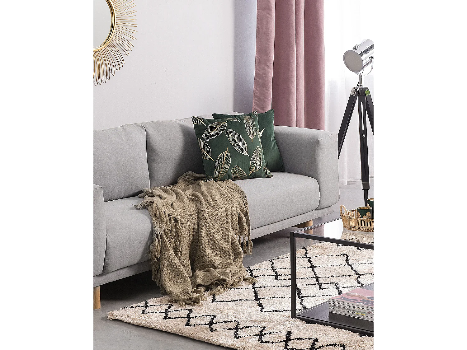 Tappeto pelo lungo 160 x 230 cm HAVSA beige e nero