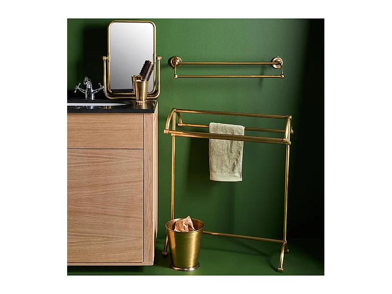 Portasciugamani da parete in ottone con 2 barre