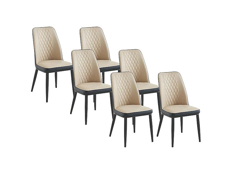 Conjunto de 6 cadeiras em pele sintética e metal cor bege e antracite - MILDURA