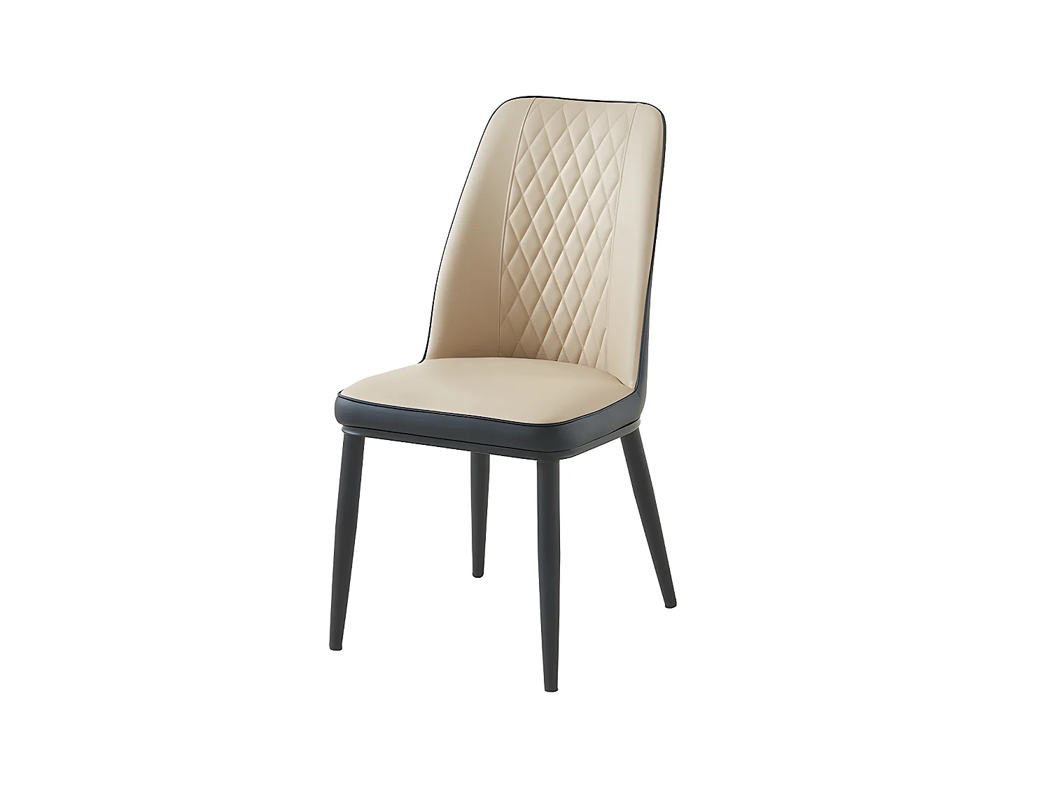 Stuhl 6er-Set - Kunstleder & Metall - Beige & Anthrazit - MILDURA