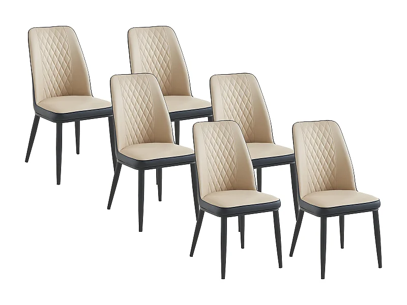 Stuhl 6er-Set - Kunstleder & Metall - Beige & Anthrazit - MILDURA