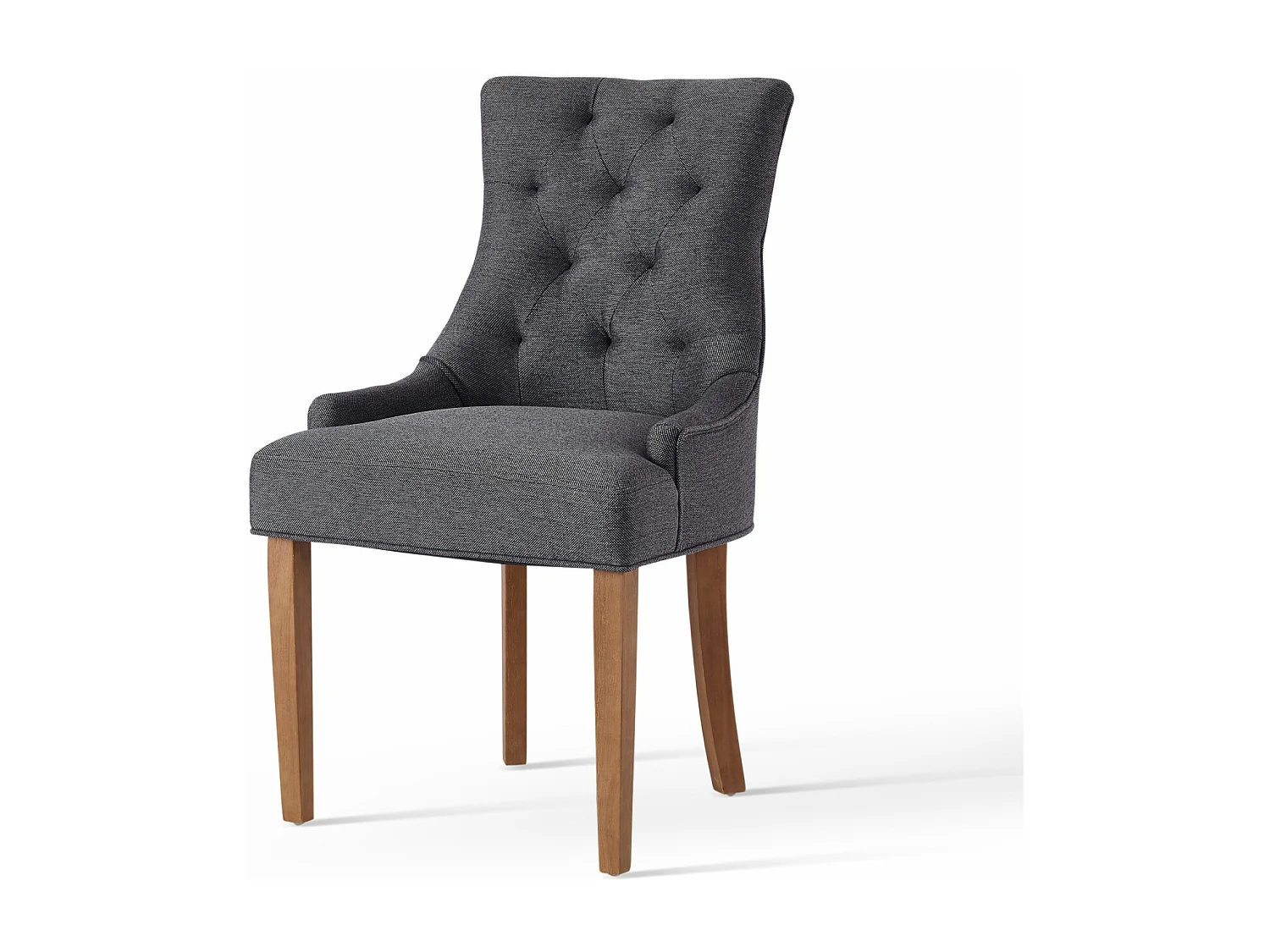 LEONIE - Chaise scandinave tissu gris pied bois (x2)