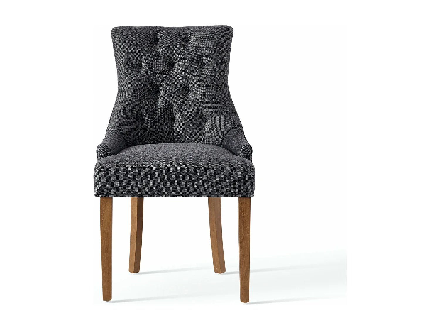 LEONIE - Chaise scandinave tissu gris pied bois (x2)