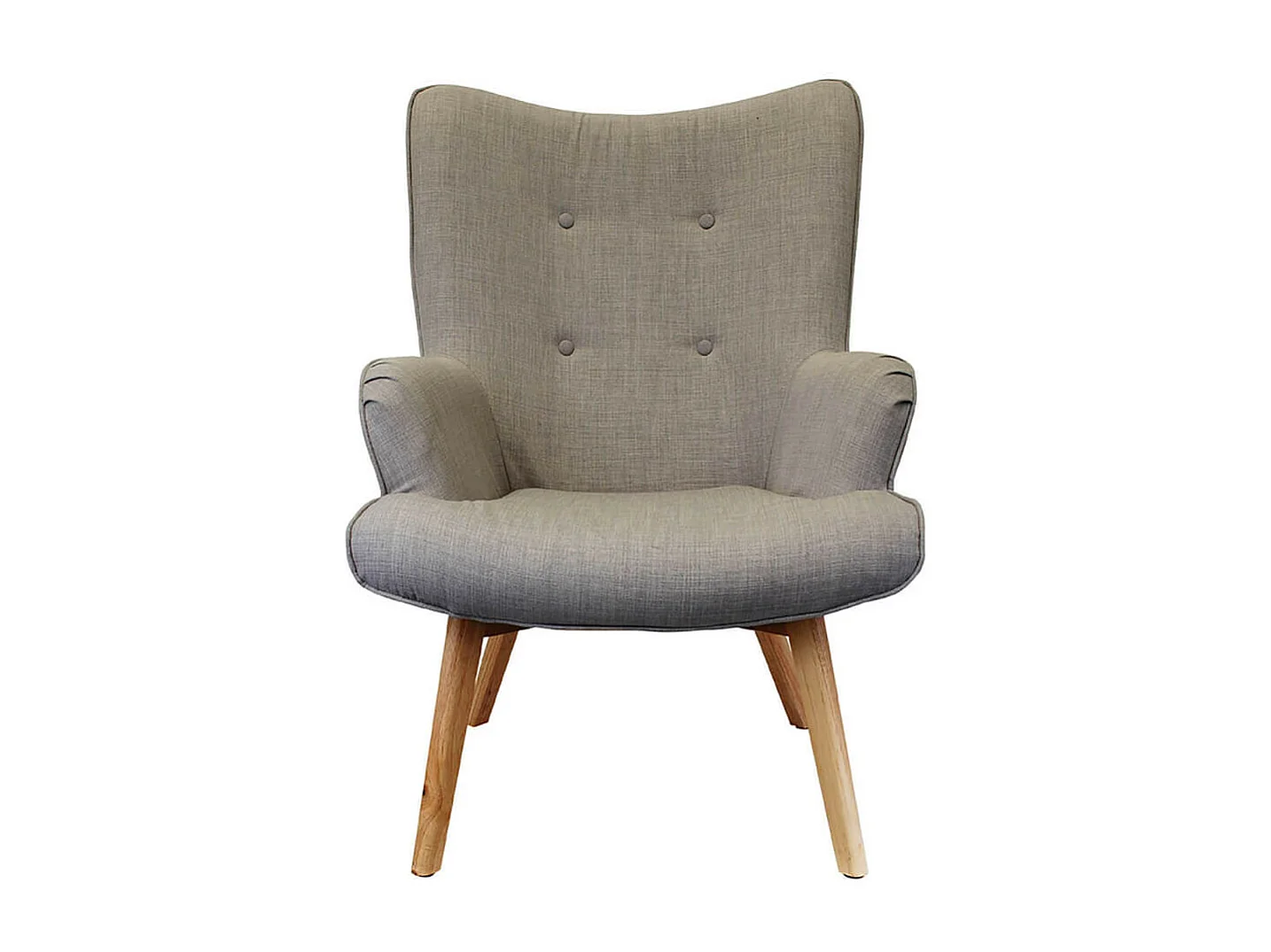 HAYNA - Fauteuil Gris et Piétement Naturel