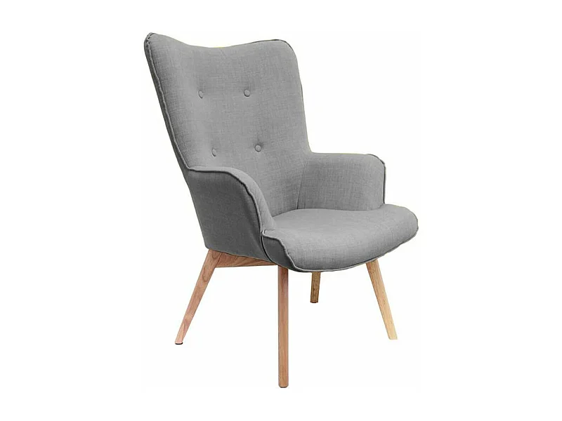 HAYNA - Fauteuil Gris et Piétement Naturel