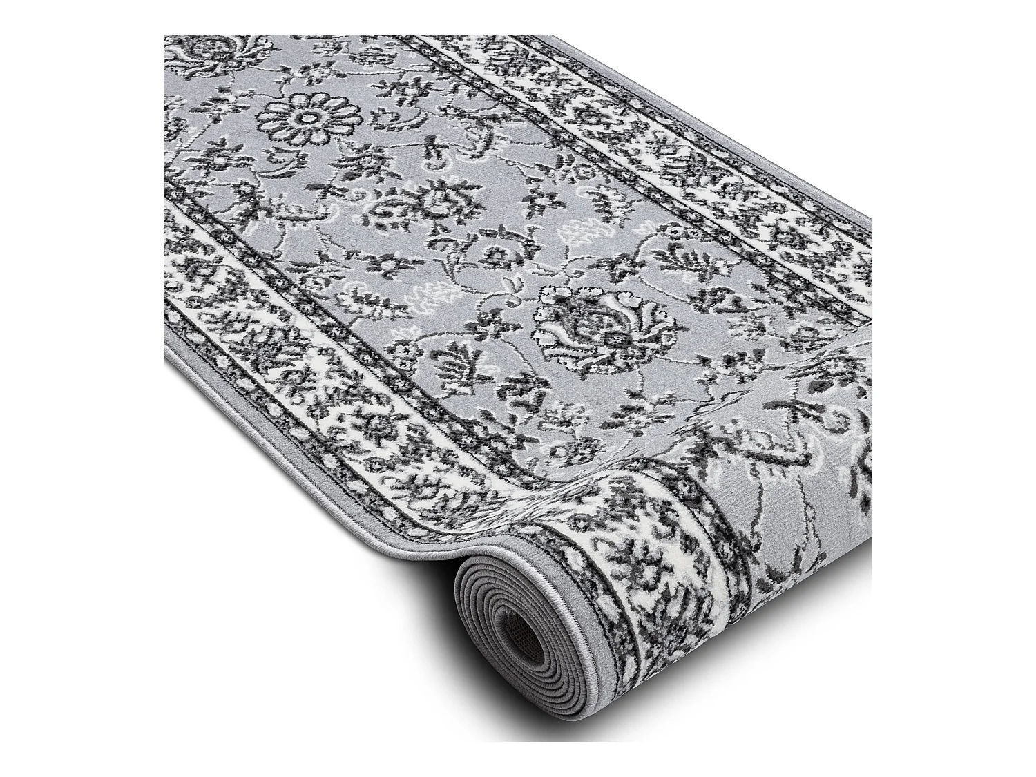 TAPIS DE COULOIR BCF MORAD Klasyk classique gris 80x500 cm