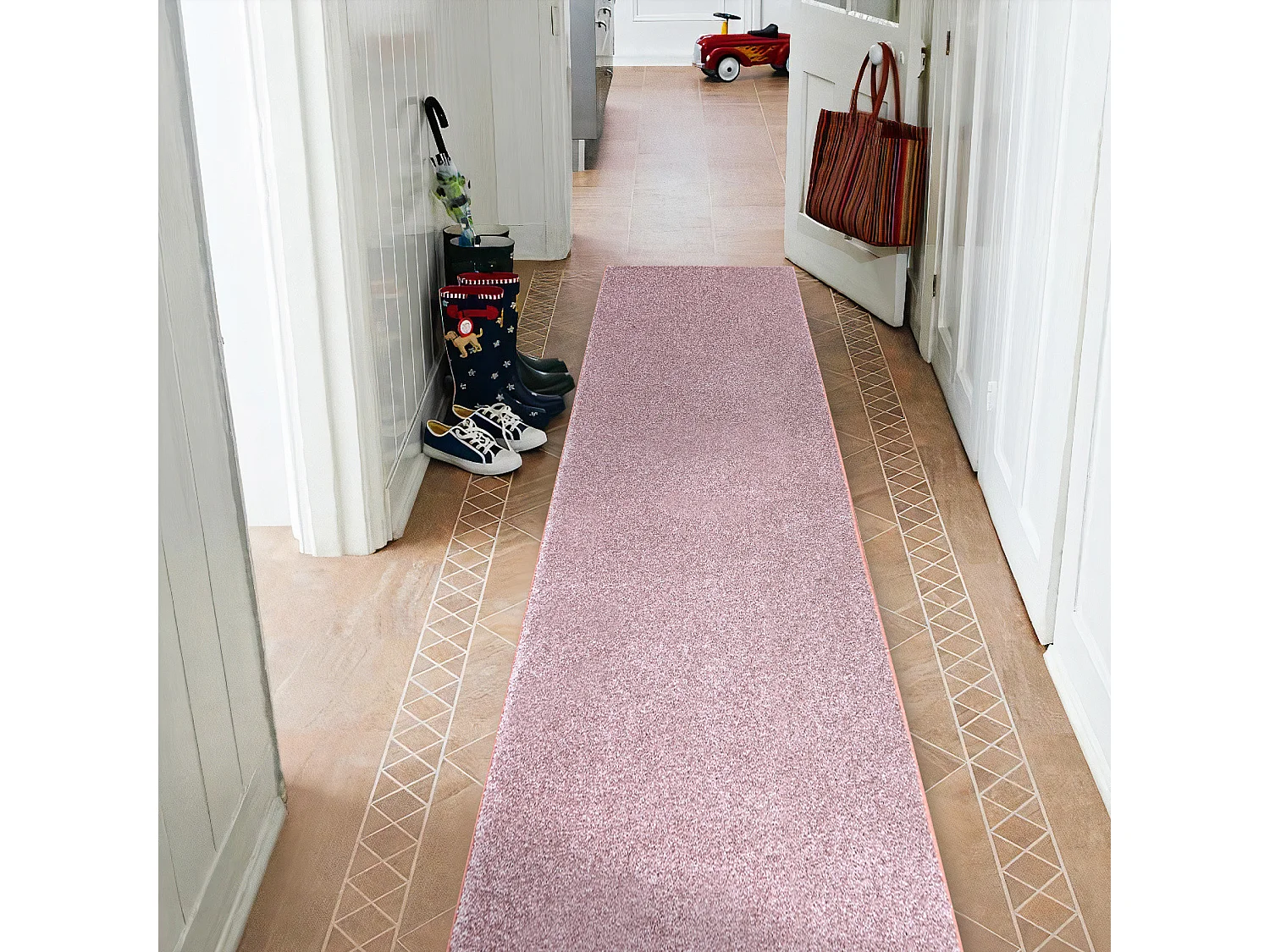Tapis de couloir SANTA FE pâle 60 plaine couleur unie 100x350 cm