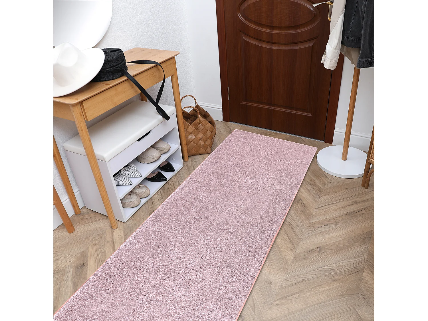 Tapis de couloir SANTA FE pâle 60 plaine couleur unie 100x350 cm