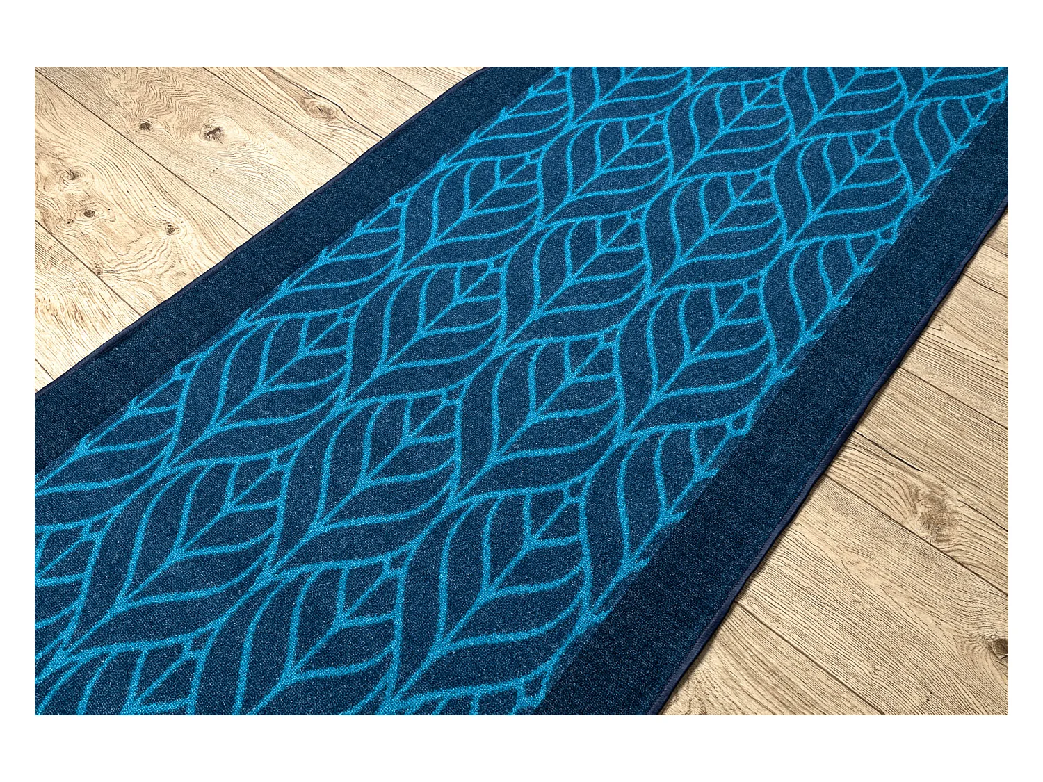 TAPIS DE COULOIR ANTIDÉRAPANT PIÓRA plumes bleu foncé 80x300 cm