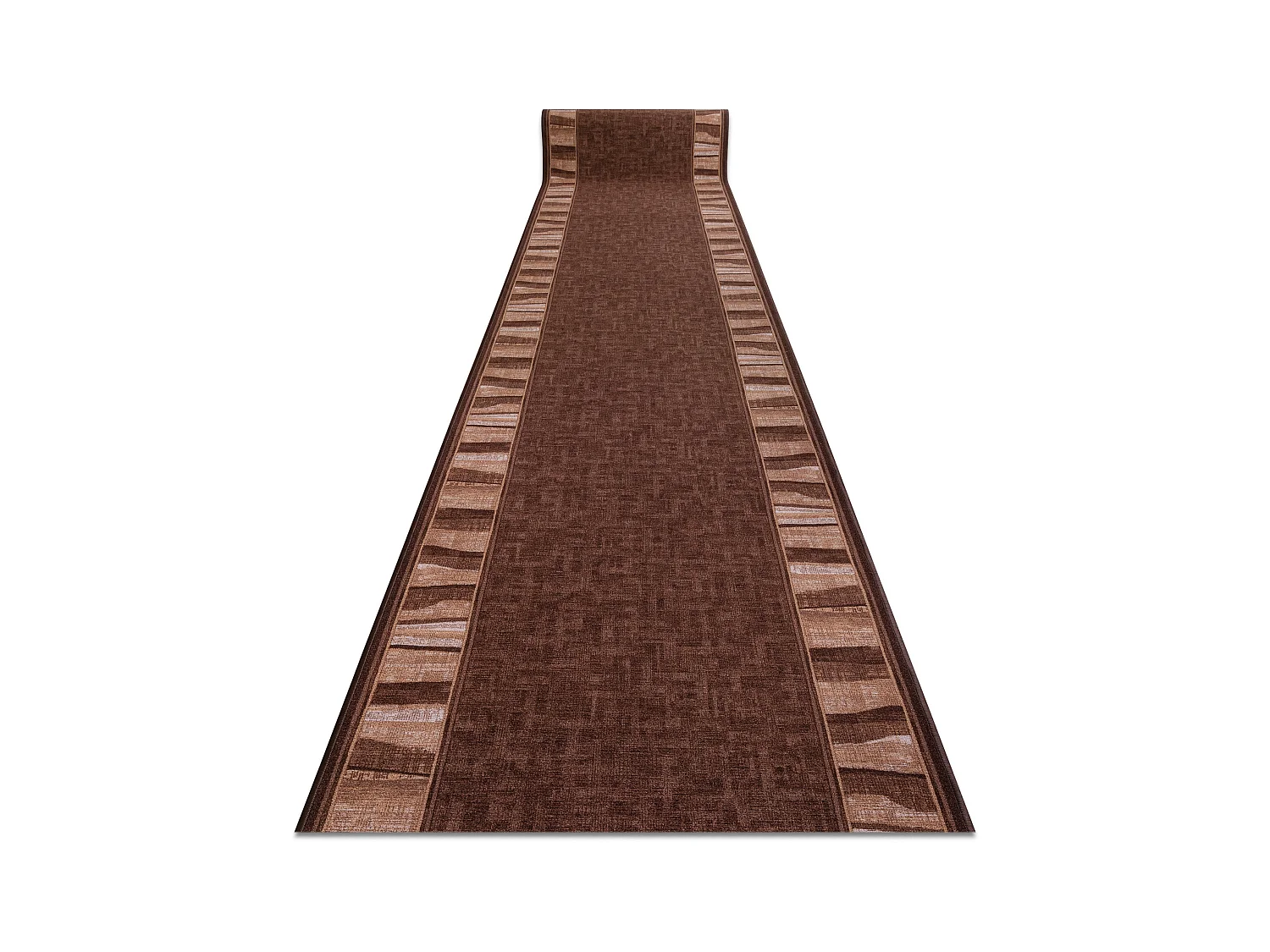 Vloerbekleding met rubber bekleed LINEA bruin 80x420 cm