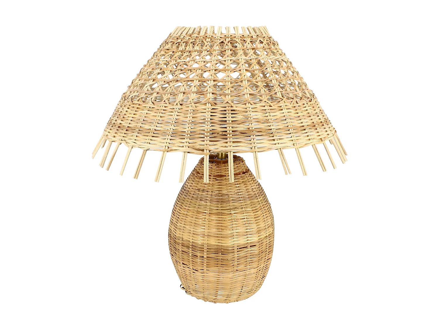 Now's Home - Lampe A Poser En Rotin Naturel  Tresse Main Diam 40xht44cm Joyce