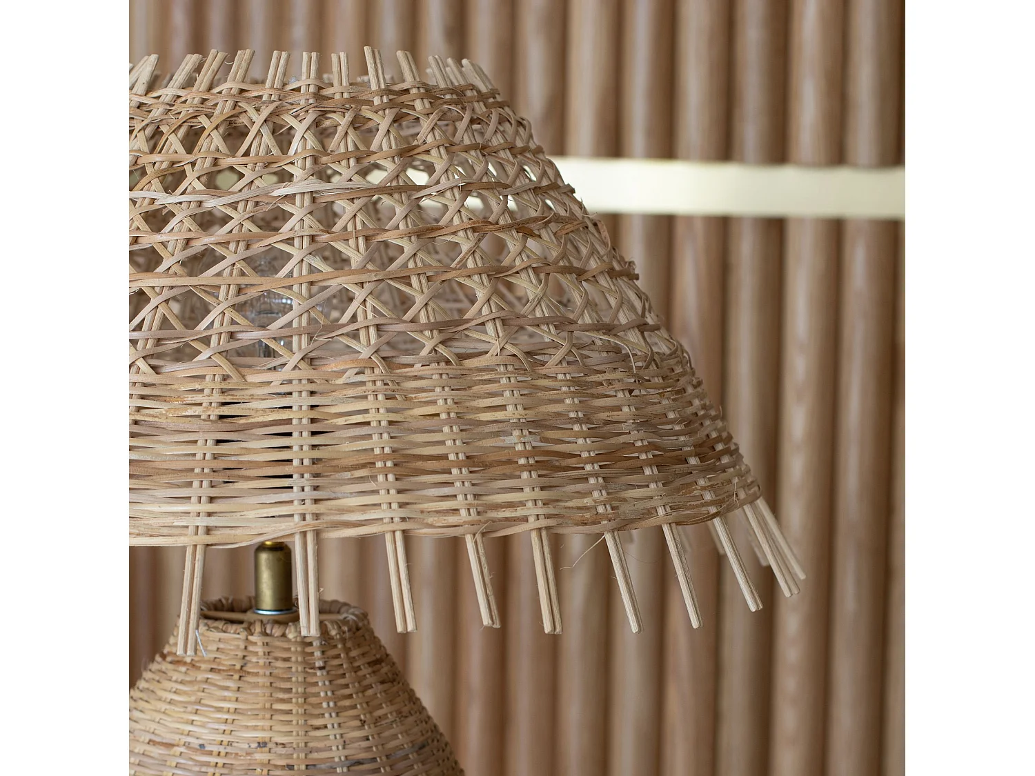 Now's Home - Lampe à Poser En Rotin Naturel  Tréssé Main Diam 40xht44cm Joyce