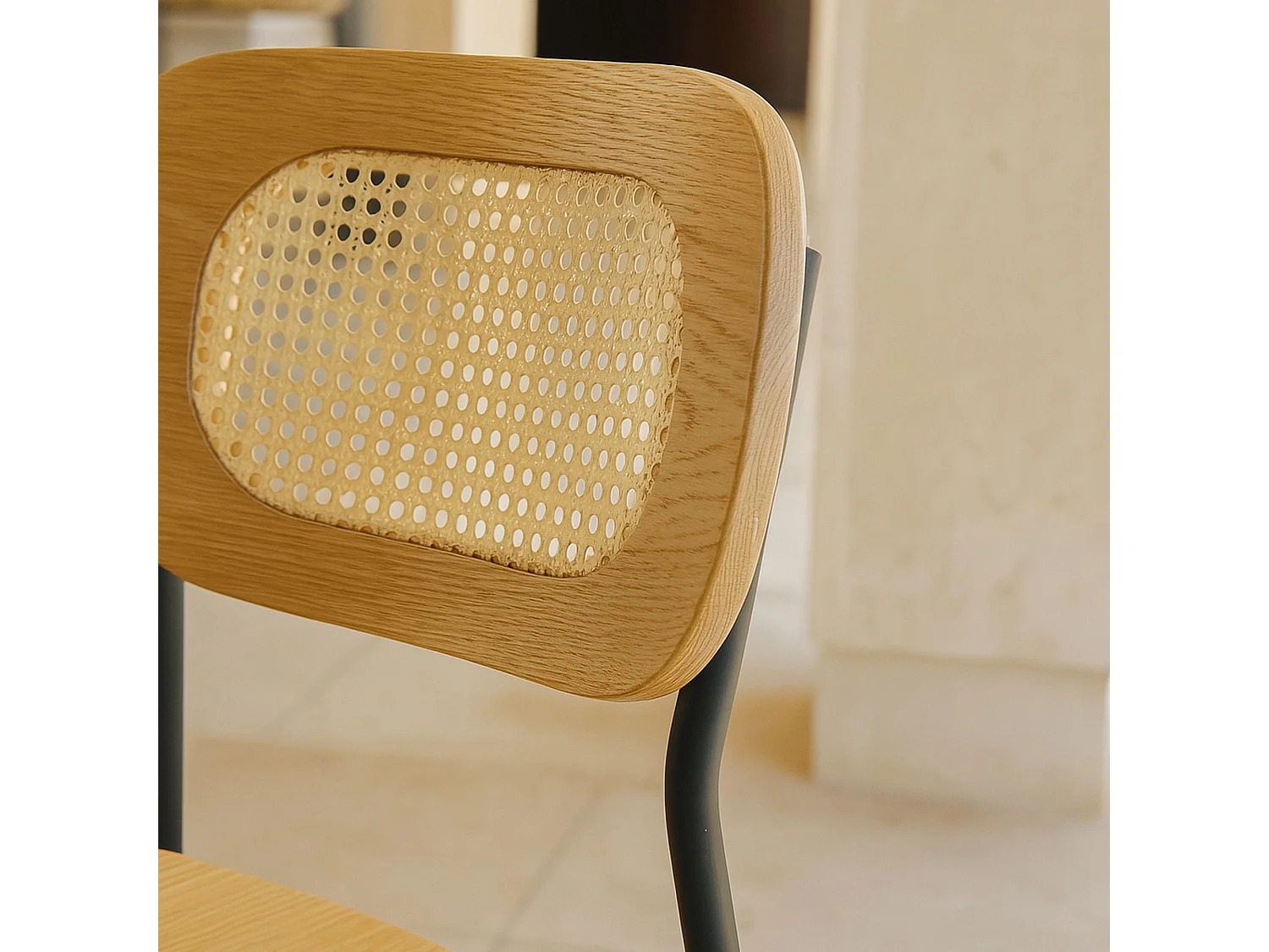 Now's Home - Lot De 2 Chaises En Bois Naturel Et Pieds En Metal Noir