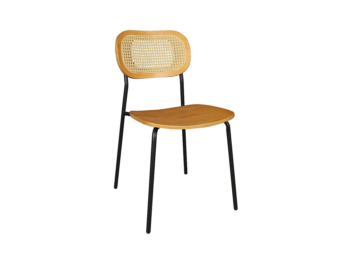 Now's Home - Lot De 2 Chaises En Bois Naturel Et Pieds En Metal Noir