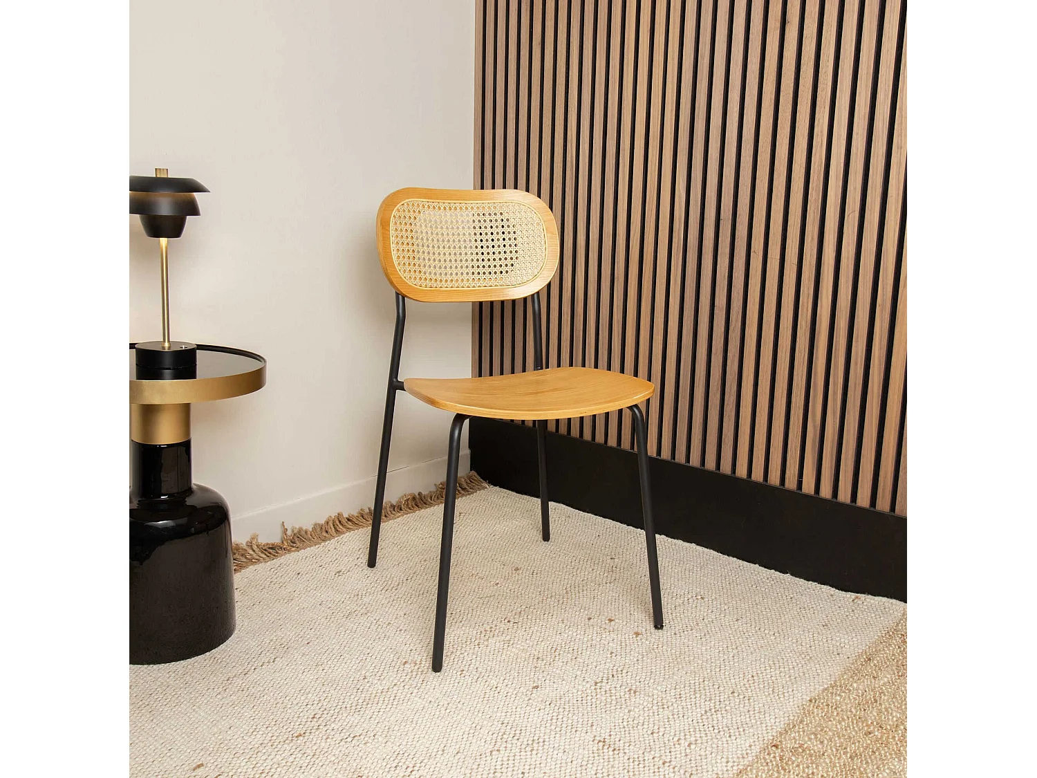 Now's Home - Lot De 2 Chaises En Bois Naturel Et Pieds En Metal Noir