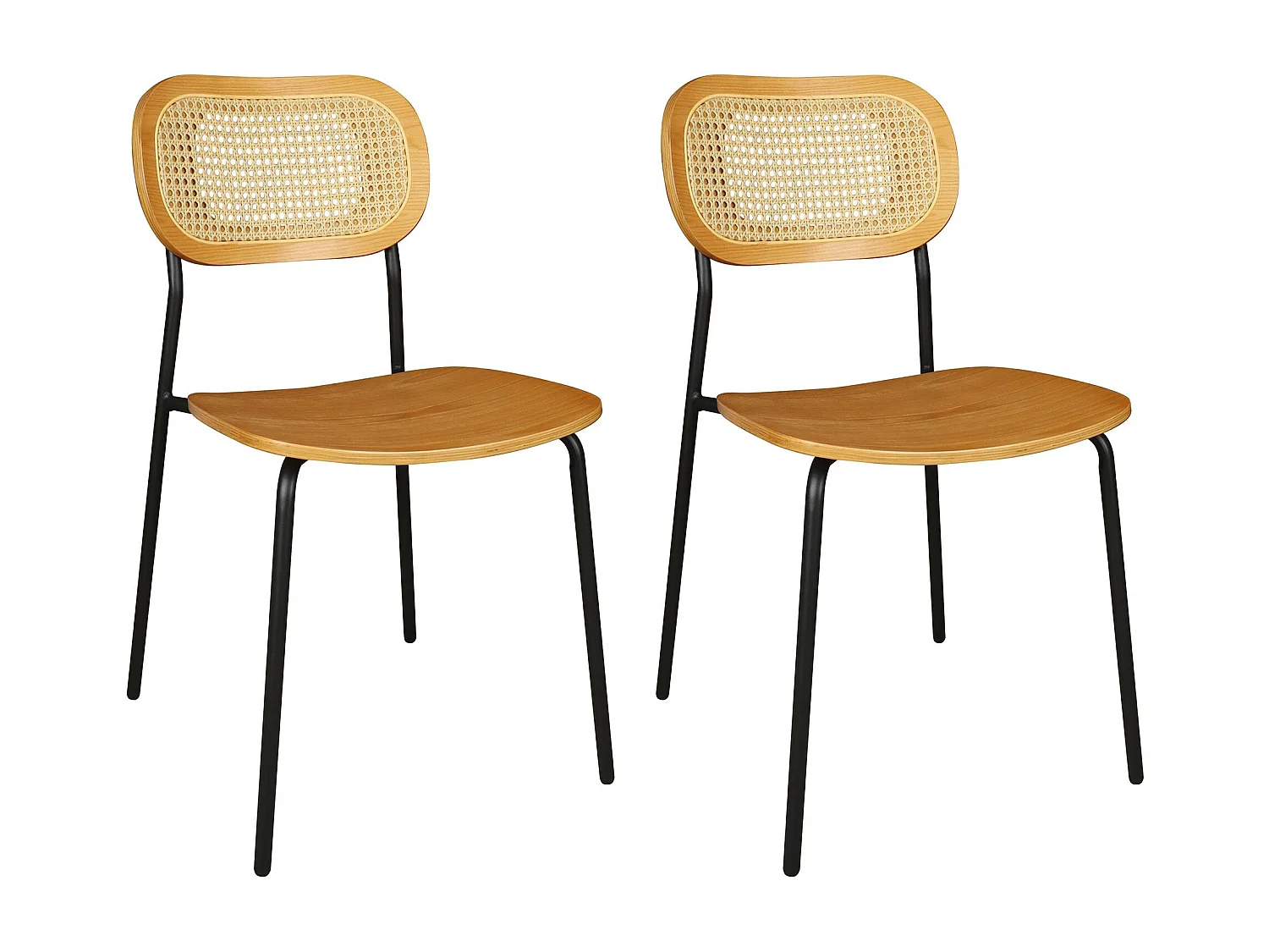 Now's Home - Lot De 2 Chaises En Bois Naturel Et Pieds En Métal Noir