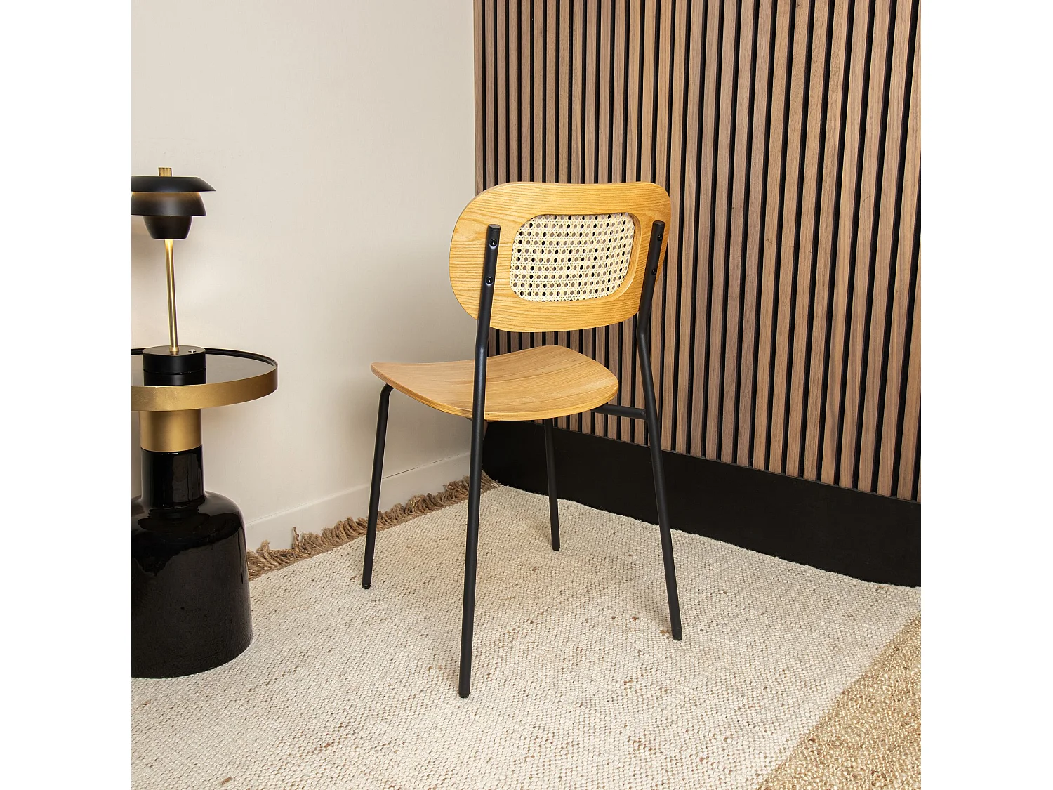 Now's Home - Lot De 2 Chaises En Bois Naturel Et Pieds En Métal Noir