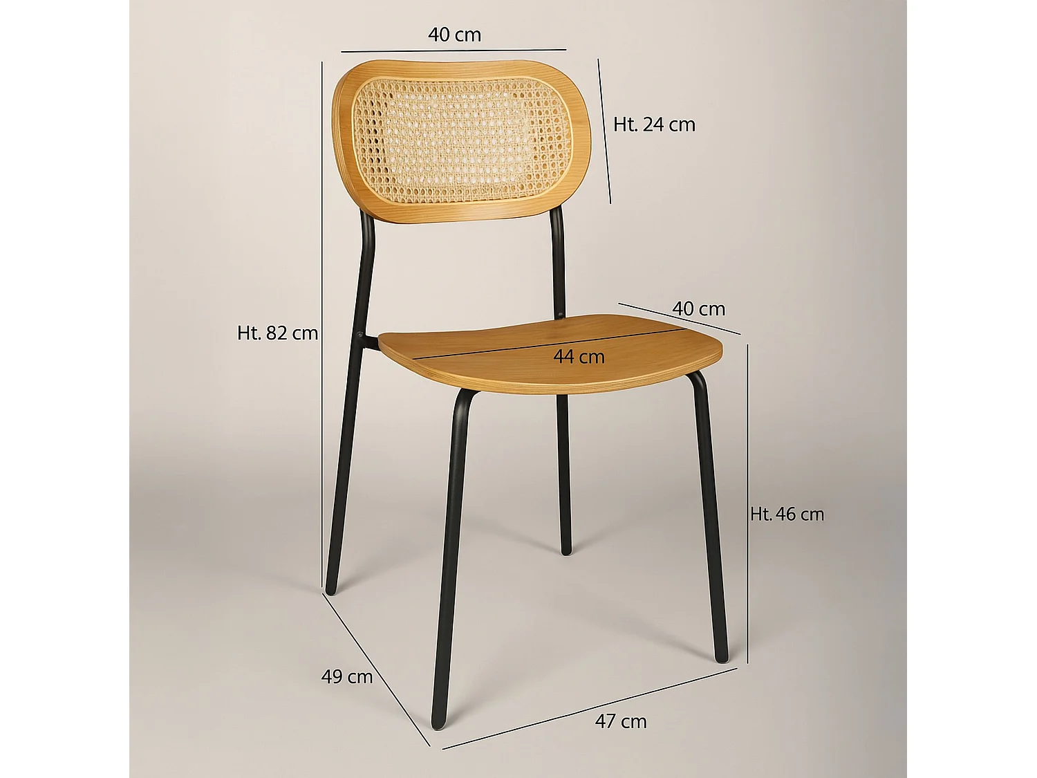Now's Home - Lot De 2 Chaises En Bois Naturel Et Pieds En Métal Noir