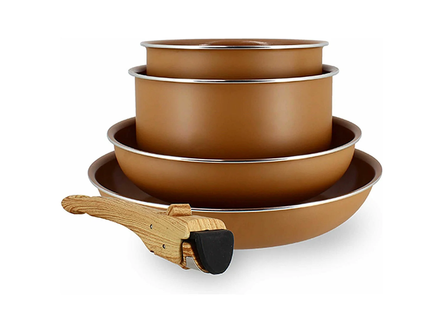 Menastyl - Set De 5 Pieces Cuisson En Aluminium Recycle Noisette