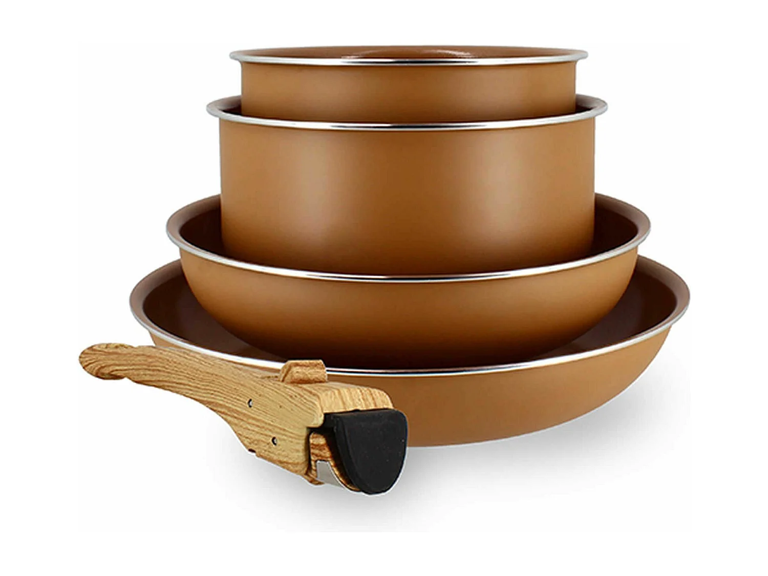 Menastyl - Set De 5 Pieces Cuisson En Aluminium Recycle Noisette