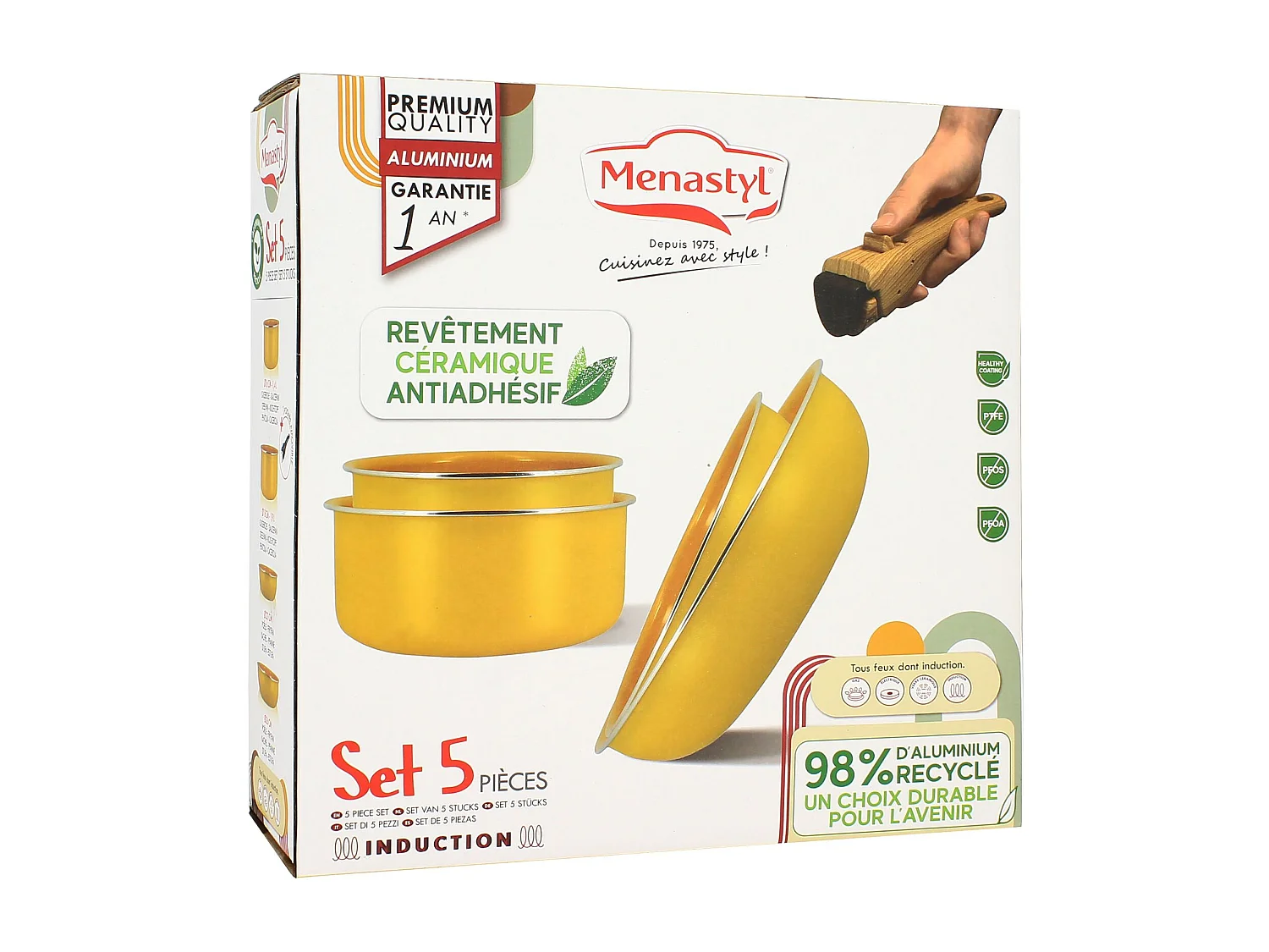 Menastyl - Set De 5 Pieces Cuisson En Aluminium Recycle Safran