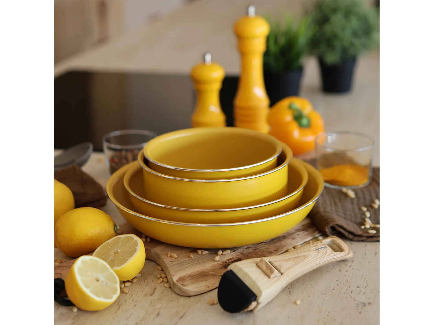 Menastyl - Set De 5 Pieces Cuisson En Aluminium Recycle Safran