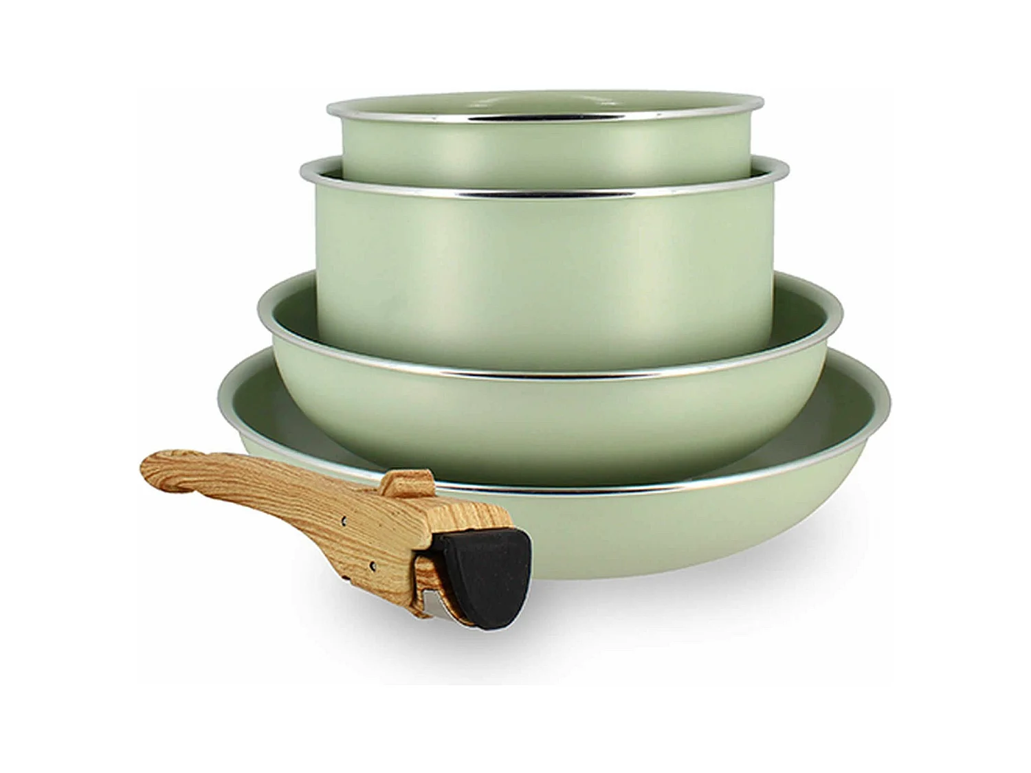 Menastyl - Set De 5 Pieces Cuisson En Aluminium Recycle Celadon