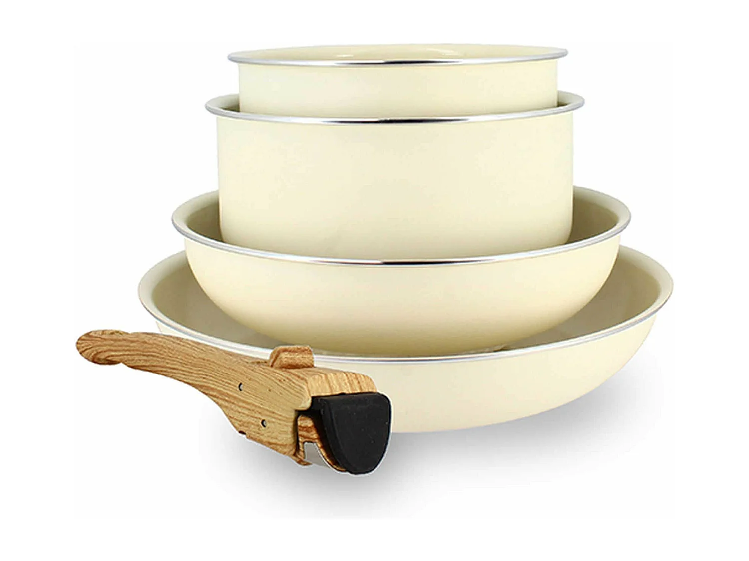 Menastyl - Set De 5 Pieces Cuisson En Aluminium Recycle Creme