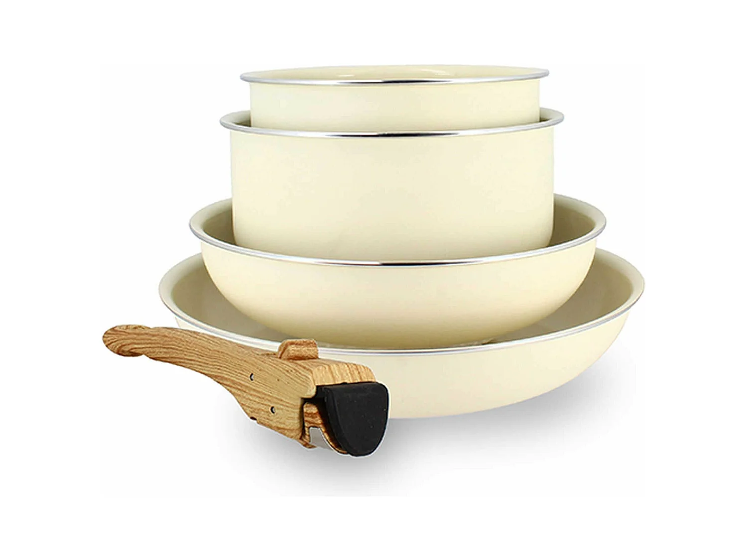 Menastyl - Set De 5 Pieces Cuisson En Aluminium Recycle Creme