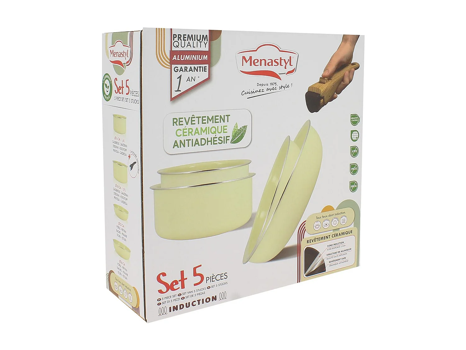 Menastyl - Set De 5 Pieces Cuisson En Aluminium Recycle Creme
