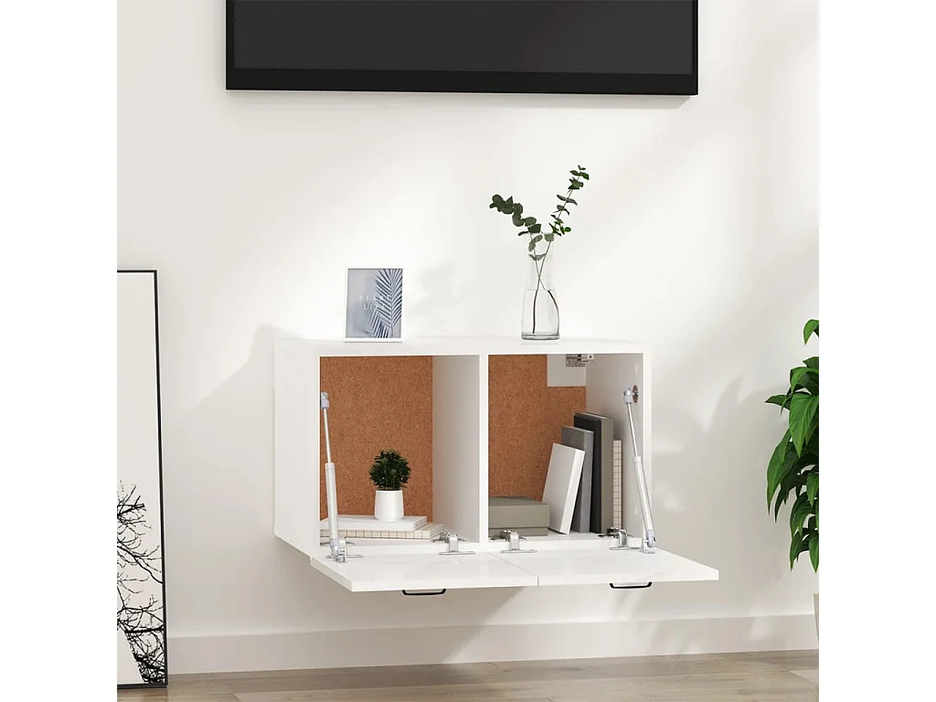 Armario de pared madera ingeniería blanco brillo 80x36,5x35 cm ES782885