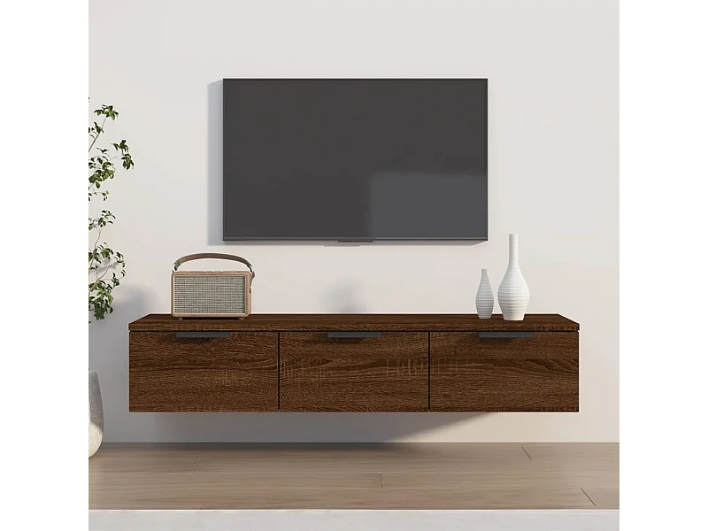 Wandschrank,Wandhängeschrank Braun Eichen-Optik 102x30x20 cm Holzwerkstoff -gkd933047