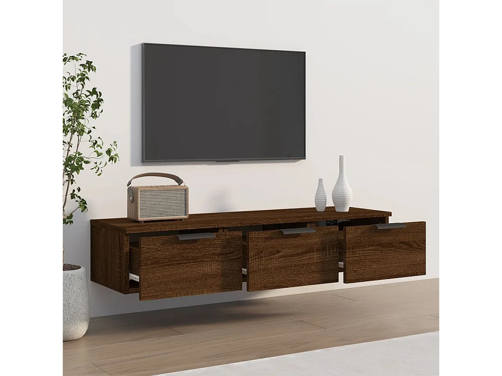 Wandschrank,Wandhängeschrank Braun Eichen-Optik 102x30x20 cm Holzwerkstoff -gkd933047