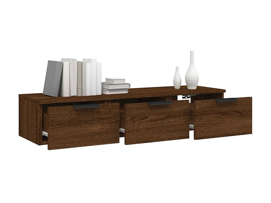 Wandschrank,Wandhängeschrank Braun Eichen-Optik 102x30x20 cm Holzwerkstoff -gkd933047