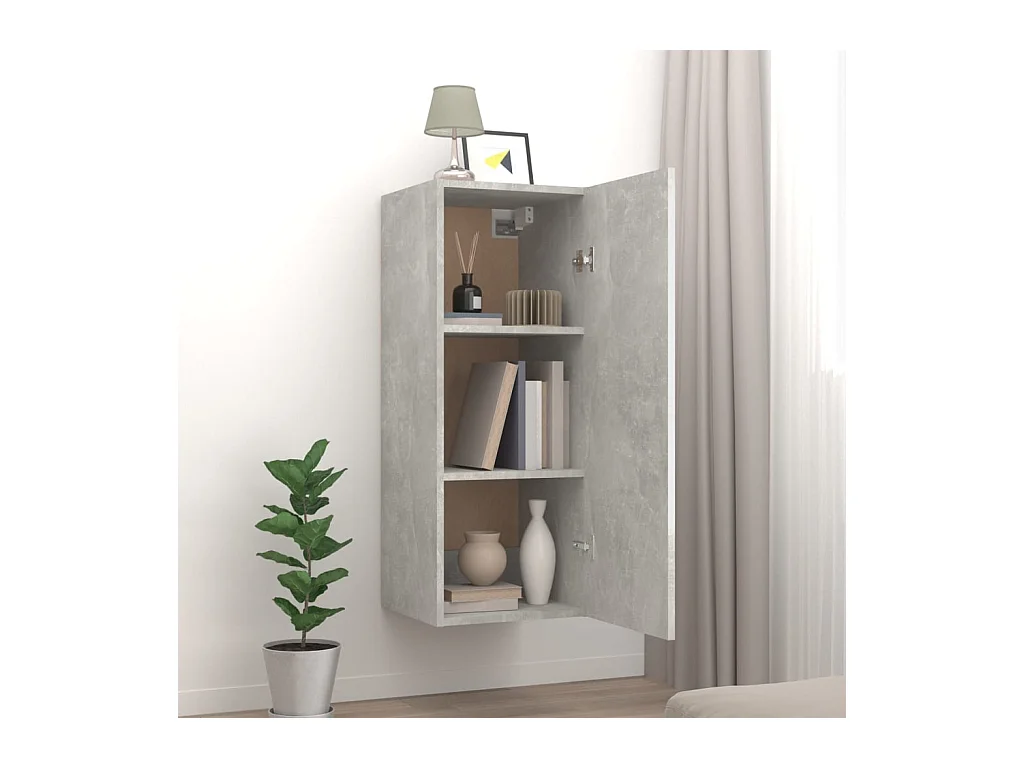 Armario de pared contrachapada gris hormigón 34,5x34x90 cm ES695629