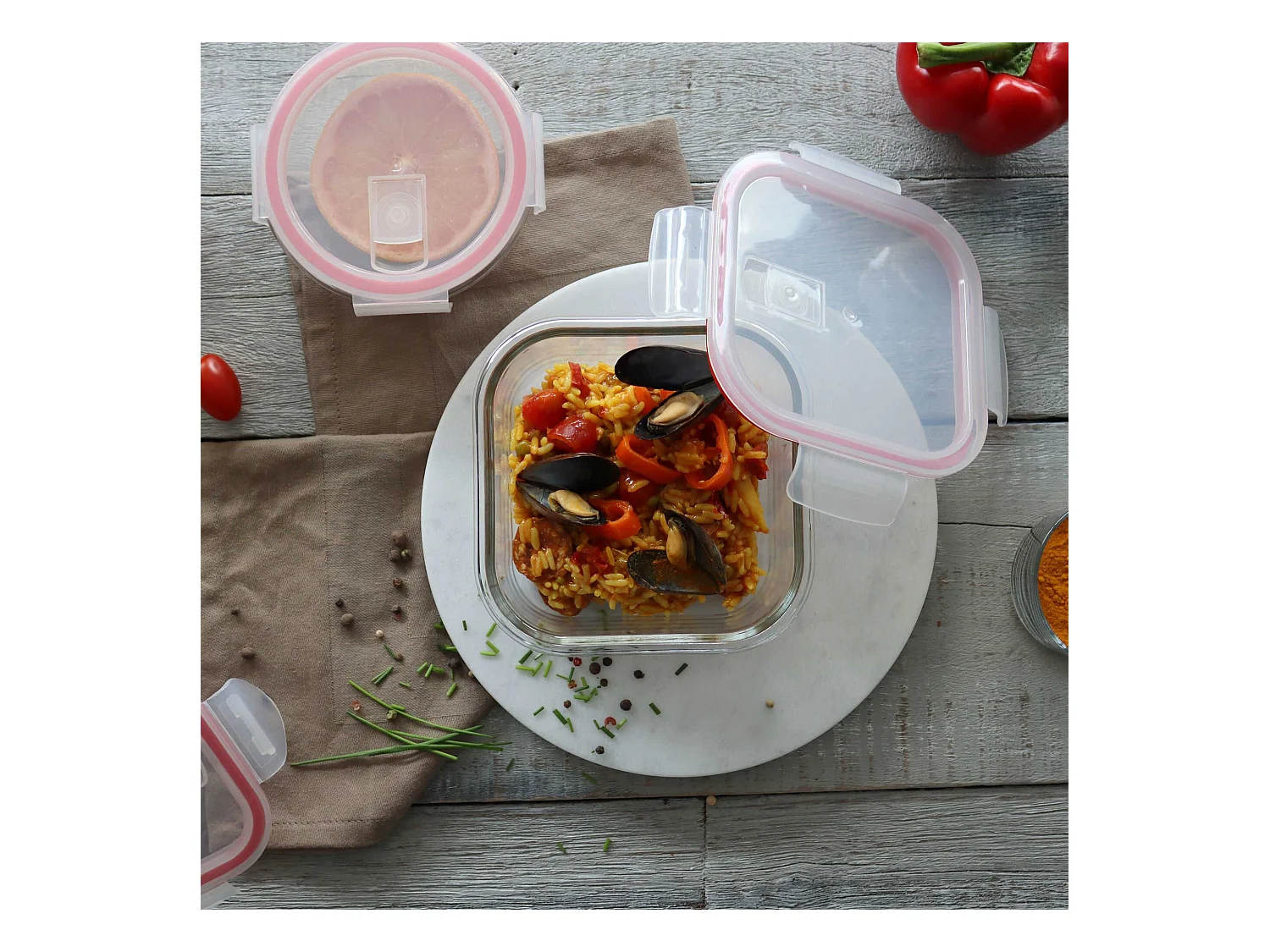 Menastyl - Boite Hermetique Carree + Couvercle 800ml Clementine