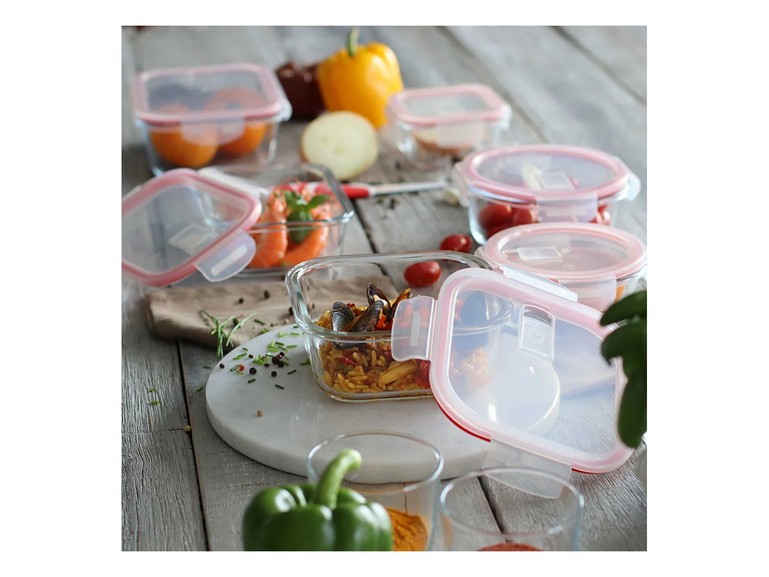 Menastyl - Boite Hermetique Carree + Couvercle 800ml Clementine