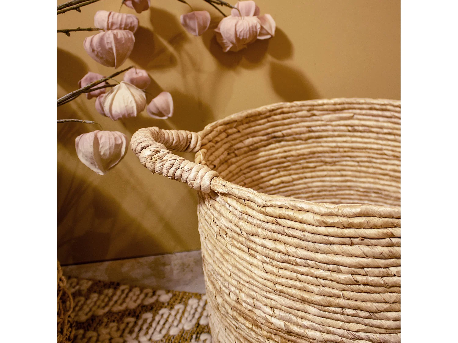 Now's Home - Panier En Fibres D' Abaca D38xh28/36cm Avec Poignees Abir