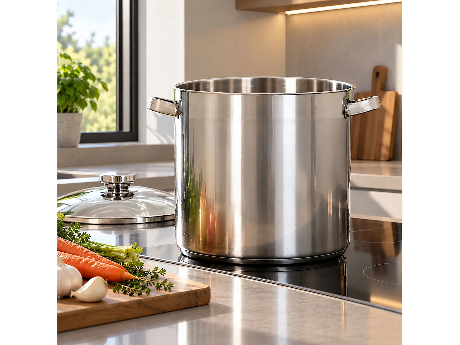 Menastyl - Marmite 17l 32cm En Acier Inoxydable Avec Couvercle En Verre