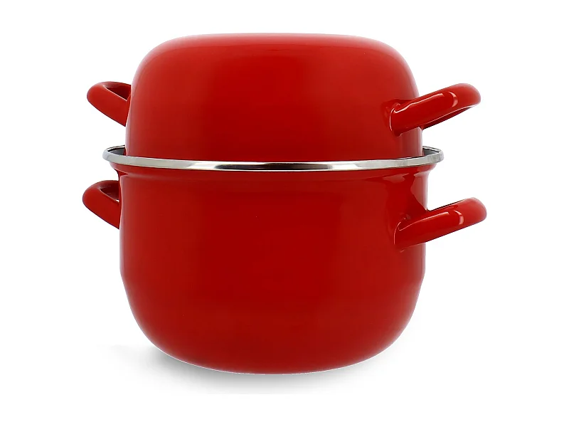 Menastyl - Marmite A Moules 18cm En Acier Emaille Rouge