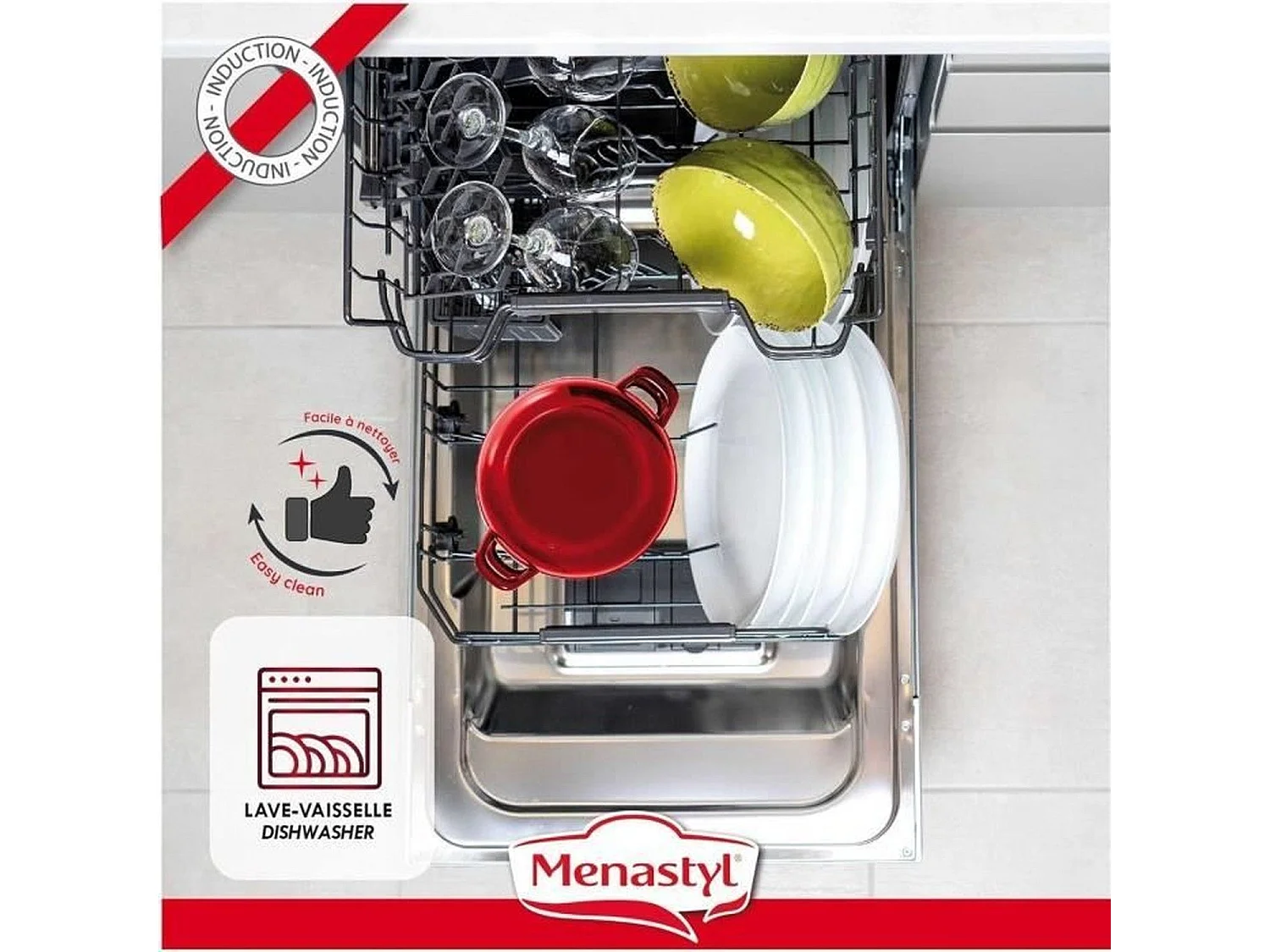 Menastyl - Marmite A Moules 18cm En Acier Emaille Rouge