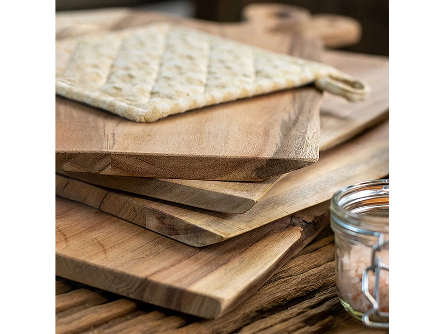 Novastyl - Planche A Decouper Wood En Bois D'acacia 50x20cm Avec Laniere En Cuir