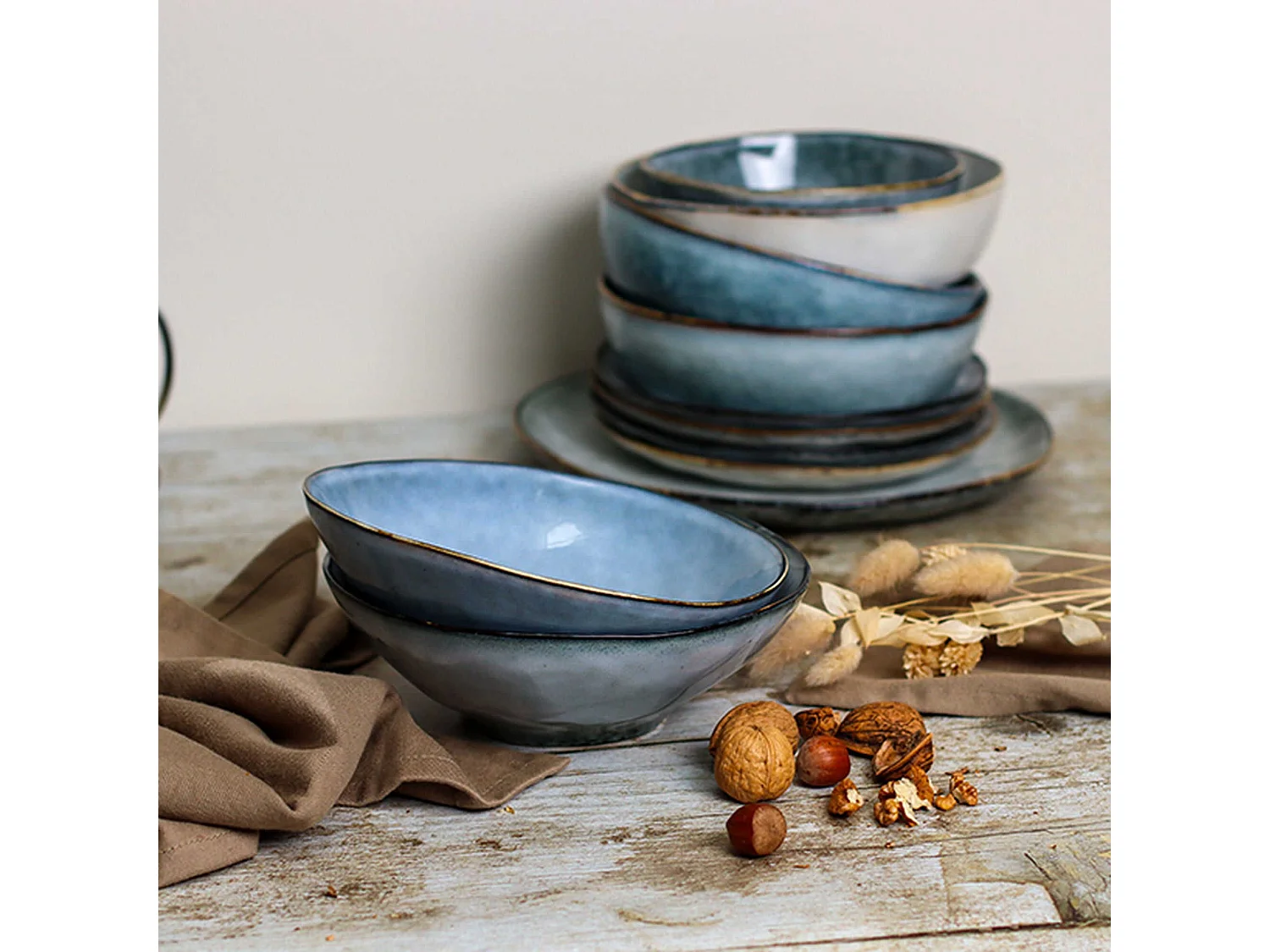 Ogo Living - Lot 6 Coupelles Aronal 20cl En Gres Bleu