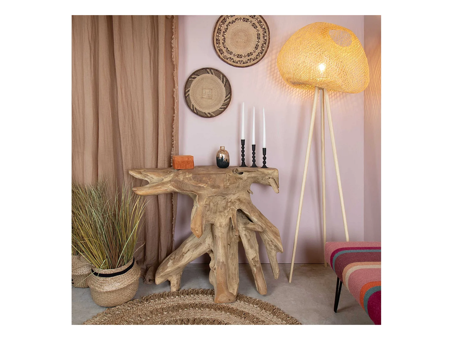 Now's Home - Console En Racine De Teck Blanchi